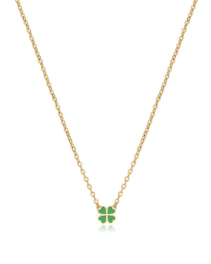 Collana girocollo da donna S'agapõ Click in acciaio oro con pendente a forma di quadrifoglio con smalto verde SCK253