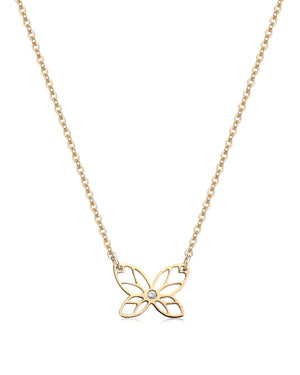 Collana girocollo da donna S'agapõ Click in acciaio con finitura pvd oro con pendente a forma di farfalla intarsiata e cristallo SCK271