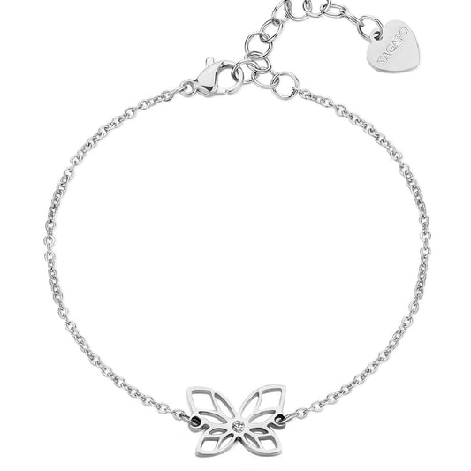 Bracciale donna S'agapõ Click in acciaio con con farfalla e cristallo SCK274-1