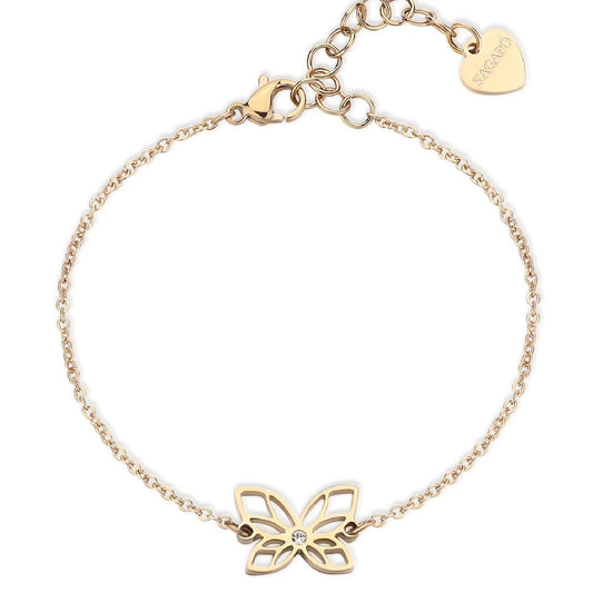 Bracciale donna S'agapõ Click in acciaio dorato con con farfalla e cristallo SCK275-1