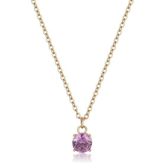 Collana donna S'agapõ Dazzly in acciaio dorato con zircone zirconia violet SDZ05-1