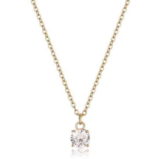 Collana donna S'agapõ Dazzly in acciaio dorato con zircone bianco SDZ07-1