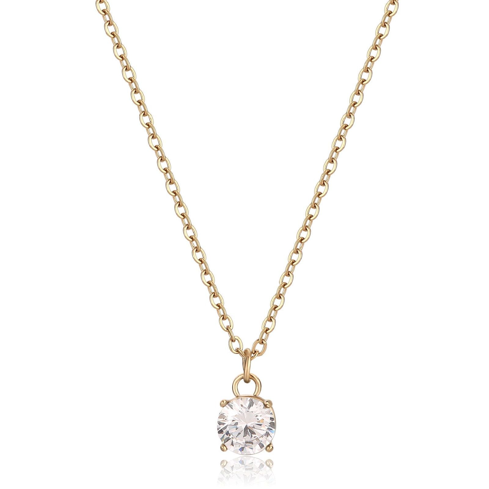 Collana donna S'agapõ Dazzly in acciaio dorato con zircone bianco SDZ07-1