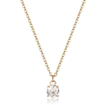 Collana donna S'agapõ Dazzly in acciaio dorato con zircone bianco SDZ07-1