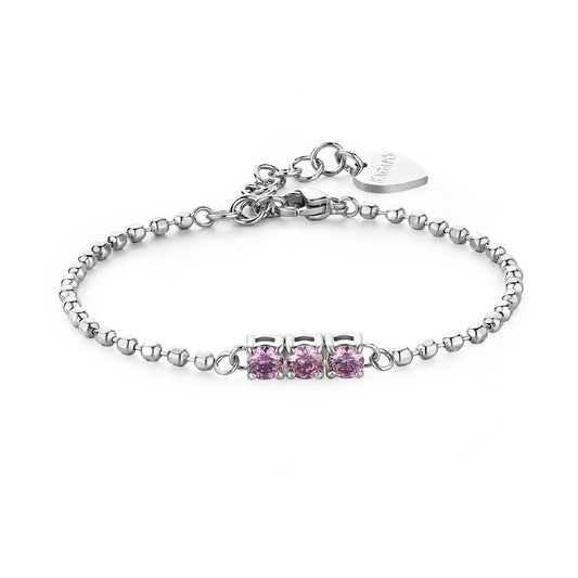 Bracciale donna S'agapõ Dazzly in acciaio con zircone trilogy viola SDZ21-1