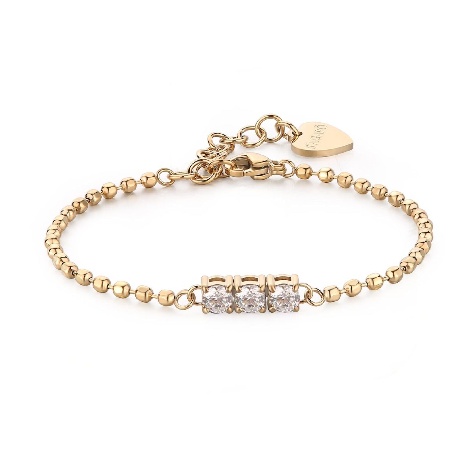 Bracciale donna S'agapõ Dazzly in acciaio dorato con zircone trilogy bianco SDZ27-1