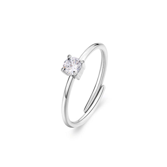 Anello solitario donna S'agapõ Dazzly in acciaio con zircone bianco SDZ31-1