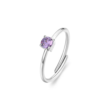 Anello solitario donna S'agapõ Dazzly in acciaio con zircone lilla SDZ33-1