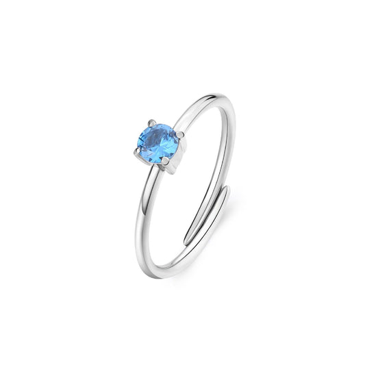 Anello solitario donna S'agapõ Dazzly in acciaio con zircone celeste SDZ34-1