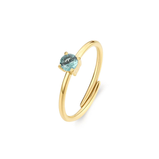 Anello solitario donna S'agapõ Dazzly in acciaio dorato con zircone verde SDZ39-1