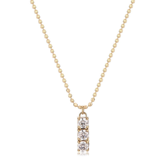 Collana donna S'agapõ Dazzly in acciaio dorato con zircone trilogy bianco SDZ44-1