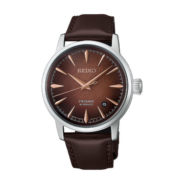 Orologio solo tempo Seiko Presage in acciaio e marrone MISURA UNICA