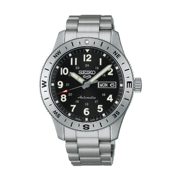 Orologio Seiko 5 Sports Auto in acciaio e quadrante nero MISURA UNICA