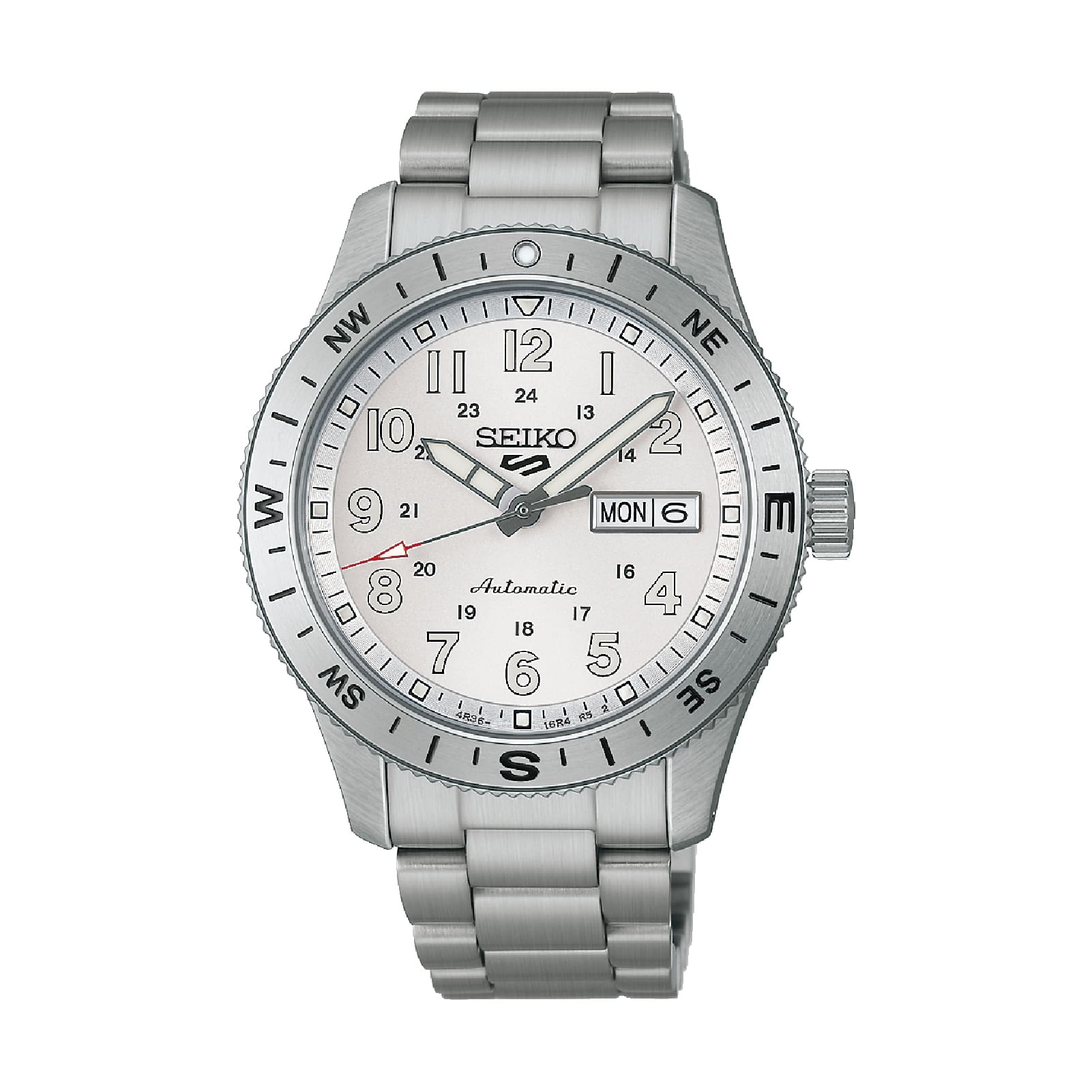 Orologio Seiko 5 Sports Auto in acciaio e quadrante bianco MISURA UNICA