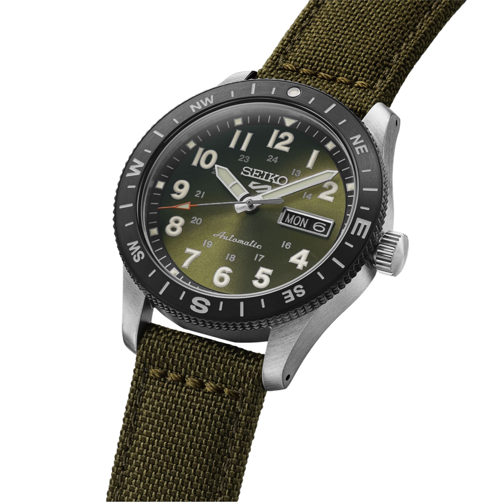 Orologio Seiko 5 Sports Auto in acciaio e quadrante verde MISURA UNICA