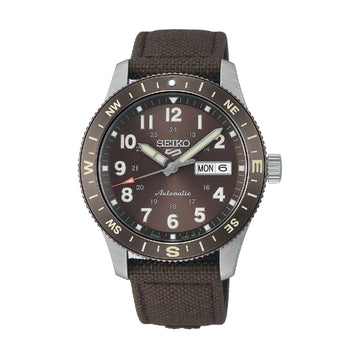 Orologio Seiko 5 Sports Auto in acciaio e quadrante marrone MISURA UNICA