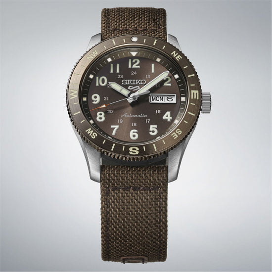 Orologio Seiko 5 Sports Auto in acciaio e quadrante marrone MISURA UNICA