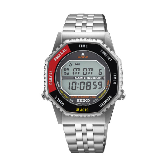 Orologio cronografo Seiko Sport in acciaio con dettagli rossi MISURA UNICA