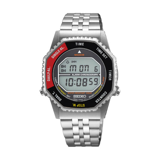 Orologio cronografo Seiko Sport in acciaio con dettagli rossi MISURA UNICA