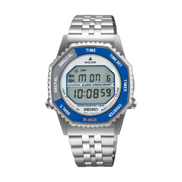 Orologio cronografo Seiko Sport in acciaio con dettagli blu MISURA UNICA