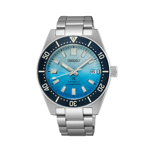 Orologio automatico Seiko in acciaio argento e azzurro da uomo SE.SPB473J1