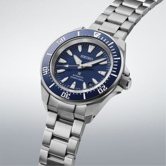 Orologio automatico da uomo Seiko in acciaio con quadrante blu