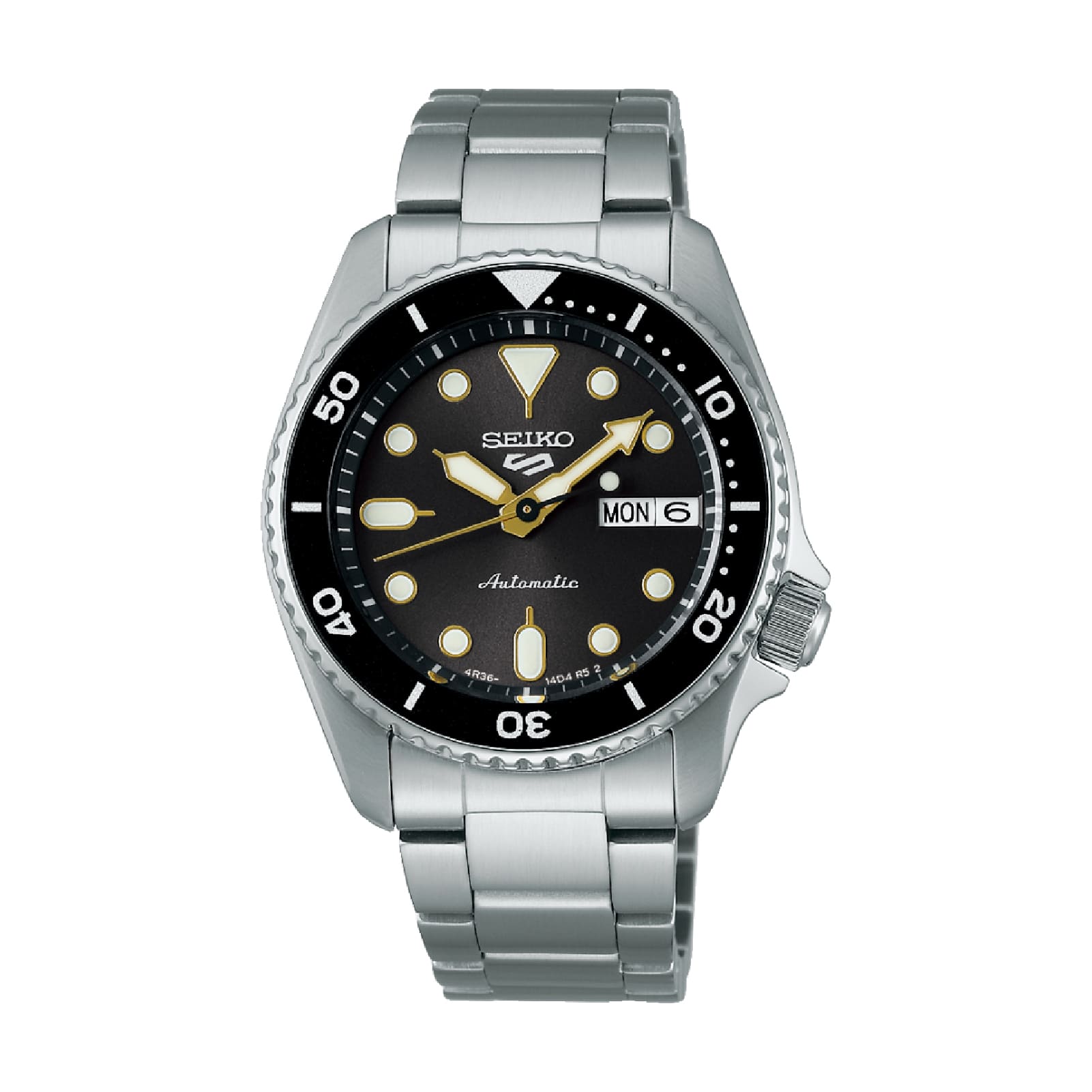 Orologio automatico da uomo Seiko in acciaio con quadrante nero