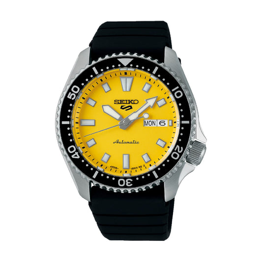 Orologio automatico da uomo Seiko in acciaio con quadrante giallo