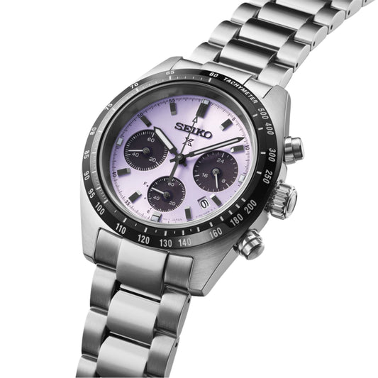 Orologio cronografo Seiko in acciaio con quadrante viola MISURA UNICA