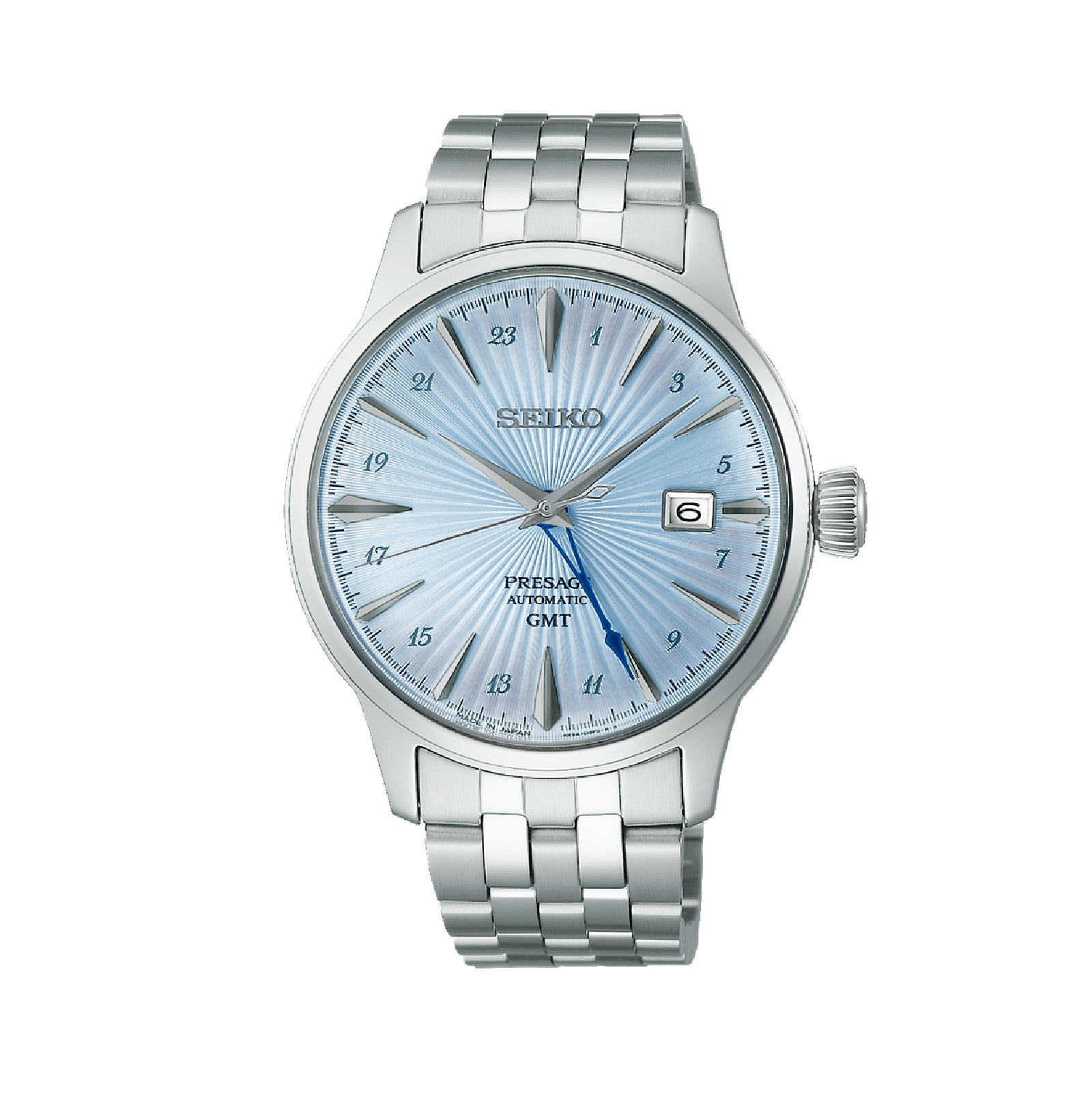 Orologio automatico Seiko in acciaio argento e azzurro da uomo SE.SSK037J1