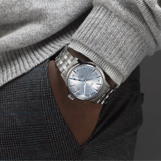 Orologio automatico Seiko in acciaio argento e azzurro da uomo SE.SSK037J1
