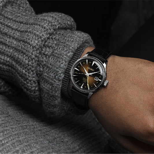 Orologio automatico Seiko in acciaio argento e pelle nera SE.SSK039J1