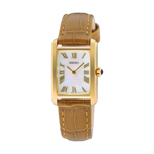 Orologio solo tempo da donna Seiko in acciaio e pelle di colore marrone