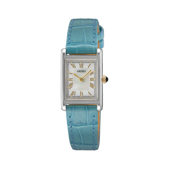 Orologio solo tempo donna Seiko in acciaio e pelle azzurra MISURA UNICA