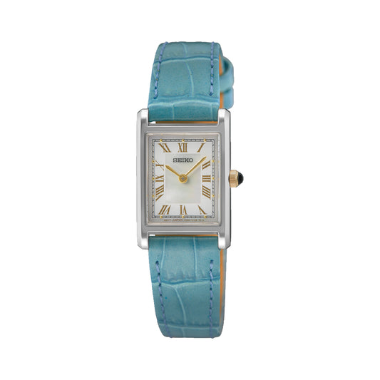 Orologio solo tempo donna Seiko in acciaio e pelle azzurra MISURA UNICA