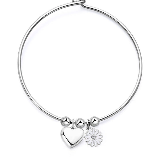 Bracciale rigido donna S'agapõ Feelings acciaio cuore margherita smalto cristallo SFE11-1