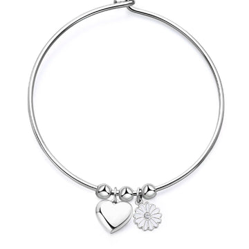 Bracciale rigido donna S'agapõ Feelings acciaio cuore margherita smalto cristallo SFE11-1