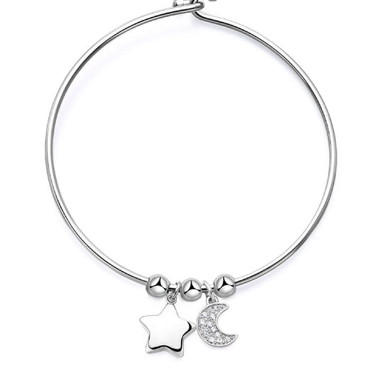 Bracciale rigido donna S'agapõ Feelings acciaio stella luna cristalli SFE12-1