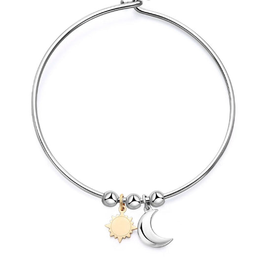 Bracciale rigido donna S'agapõ Feelings acciaio luna sole oro SFE13-1