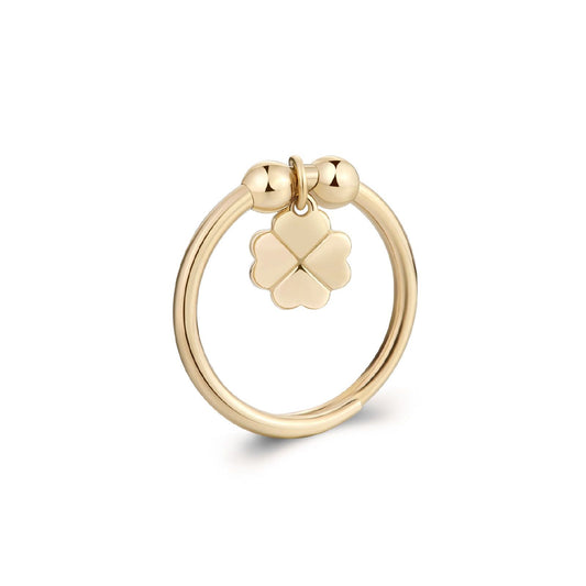 Anello donna S'agapõ Feelings acciaio oro ciondolo quadrifoglio SFE38-1