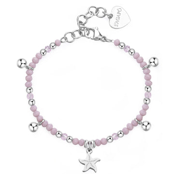 Bracciale con pietre donna S'agapõ Glint in acciaio con sfere rosa e stella marina SGI12-1