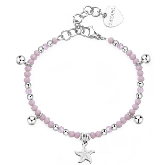Bracciale con pietre donna S'agapõ Glint in acciaio con sfere rosa e stella marina SGI12-1