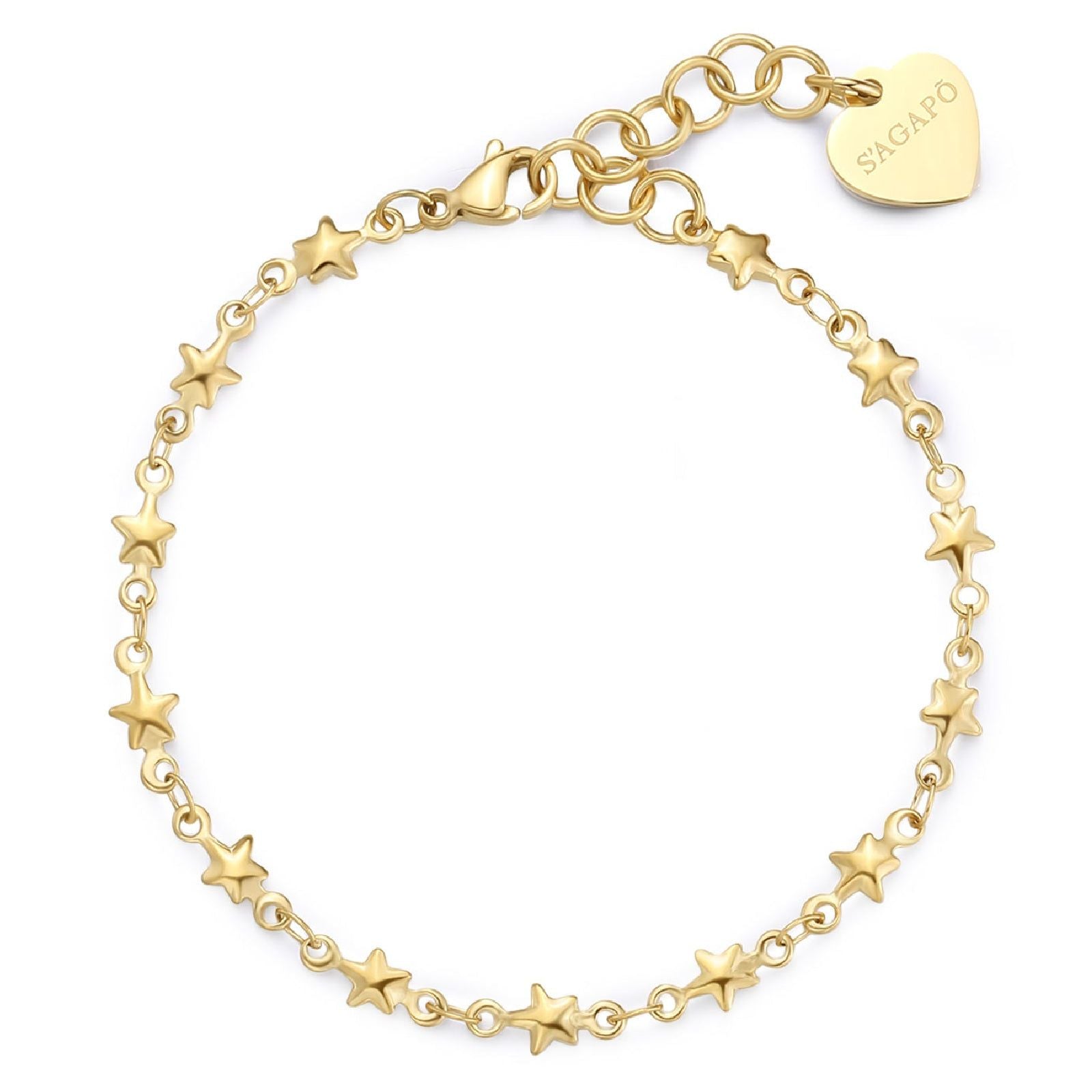Bracciale catena donna S'agapõ Chunky in acciaio dorato con catena a stelle SHK100-1