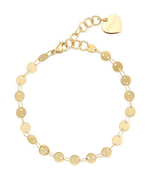 Bracciale catena donna S'agapõ Chunky realizzato in acciaio dorato caratterizzato da catena a dischetti con ciondolo a cuore SHK101