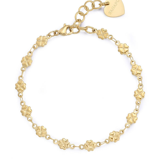 Bracciale catena donna S'agapõ Chunky in acciaio dorato con catena a quadrifogli SHK102-1