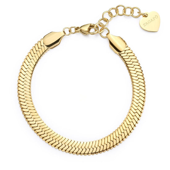 Bracciale catena donna S'agapõ Chunky in acciaio dorato con catena snake piatta SHK103-1