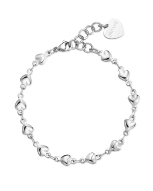 Bracciale catena donna della collezione S'agapõ Chunky realizzato in acciaio caratterizzato da catena a cuori con ciondolo a cuore SHK93