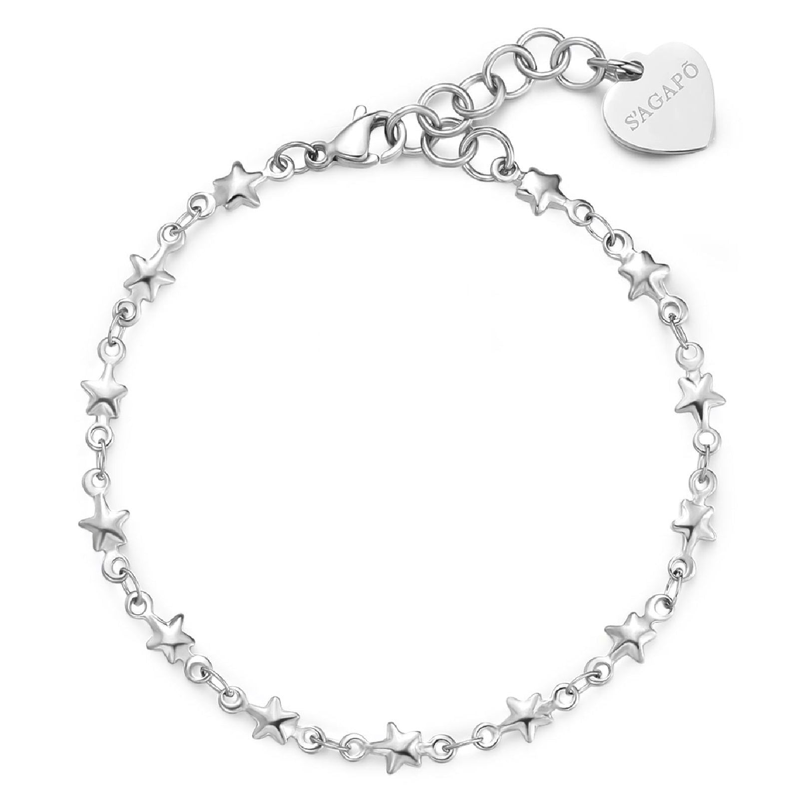 Bracciale donna S'agapõ Chunky in acciaio con catena a stelle 18,5 cm SHK94-1