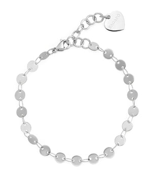Bracciale catena donna della collezione S'agapõ Chunky realizzato in acciaio caratterizzato da catena a dischetti con ciondolo a cuore SHK95
