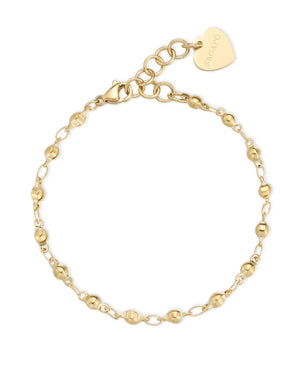 Bracciale catena donna S'agapõ Chunky realizzato in acciaio dorato caratterizzato da catena con pallini con ciondolo a cuore SHK98